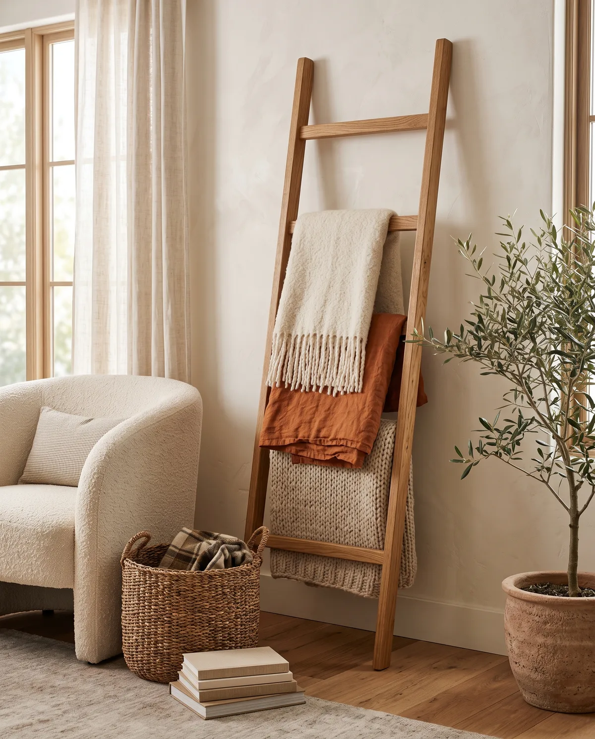 Wooden Blanket Ladder, alternate angle