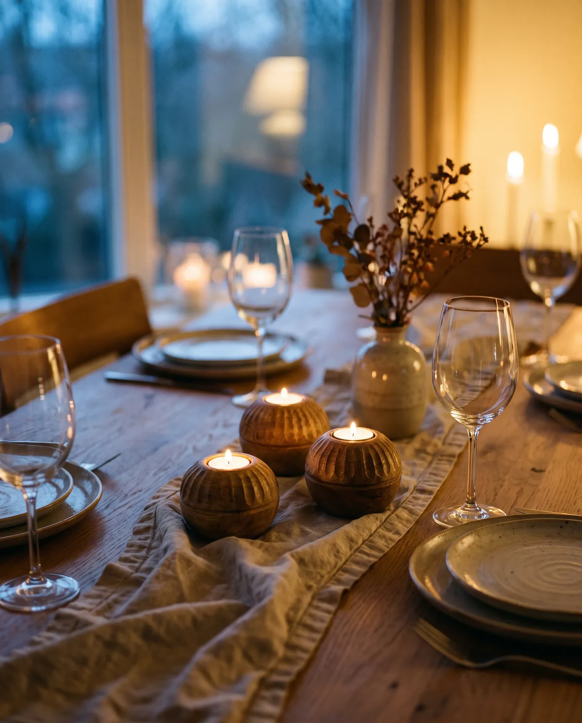 Wooden Tealight Candle Holder, alternate angle
